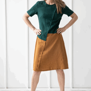 Obleka 1235 100% lan, GREEN/HONEY M