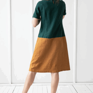 Obleka 1235 100% lan, GREEN/HONEY M