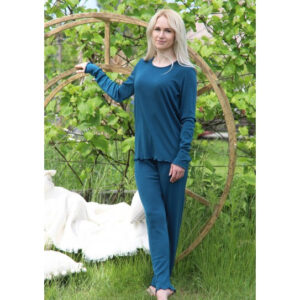 Ženska pižama iz 100% volne PETROL MODRA od XS do 3XL