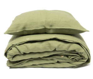 Lanena posteljnina predprana ZELENA