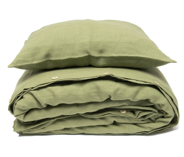NA ZALOGI Lanena posteljnina predprana ZELENA 200x200,2x50x70