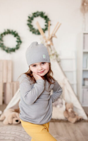 EKO Merino otroška kapa SIVA od 6 mes- 14 let