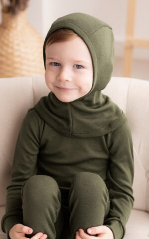 EKO Merino otroška kapa ZELENA več vel.