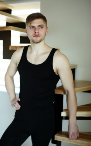 Moška majica brez rokavov iz 100% volne ČRNA XS do XXXL