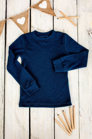 EKO Merino otroška majica DR PETROL MODRA od 62-116