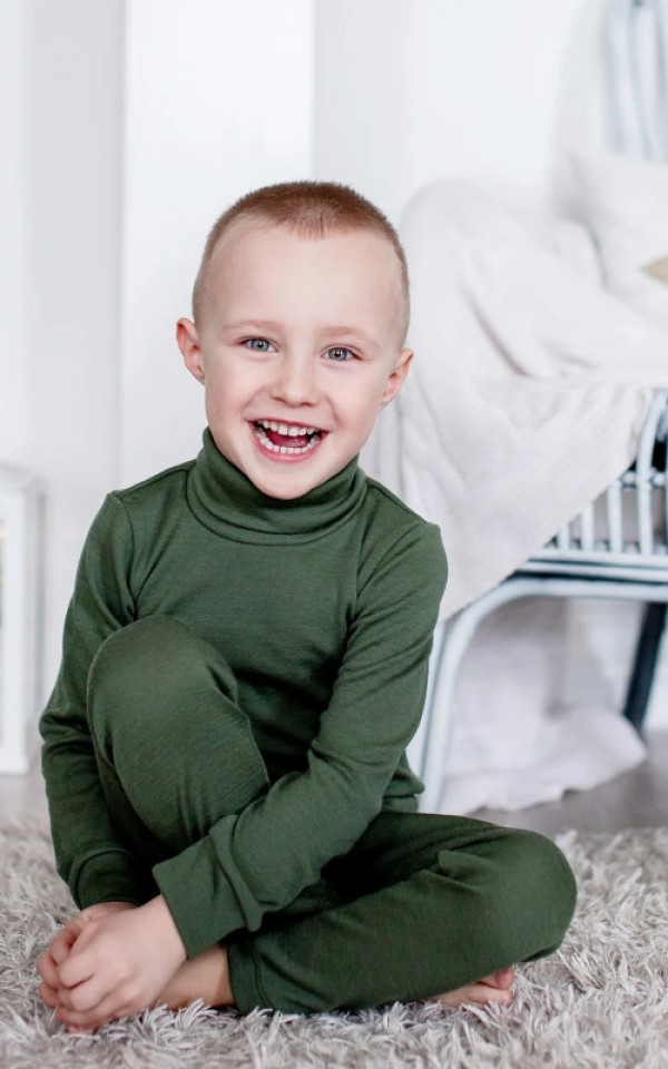 EKO Merino otroški puli DR ZELEN od 122-152