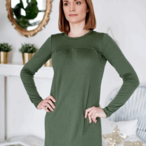 Ženska spalna srajca iz 100% volne KHAKI ZELENA od S do XXL