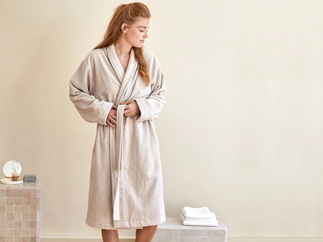 Kopalni plašč ekološki bombaž dots SAND Kopalni plašč ekološki bombaž dots SAND