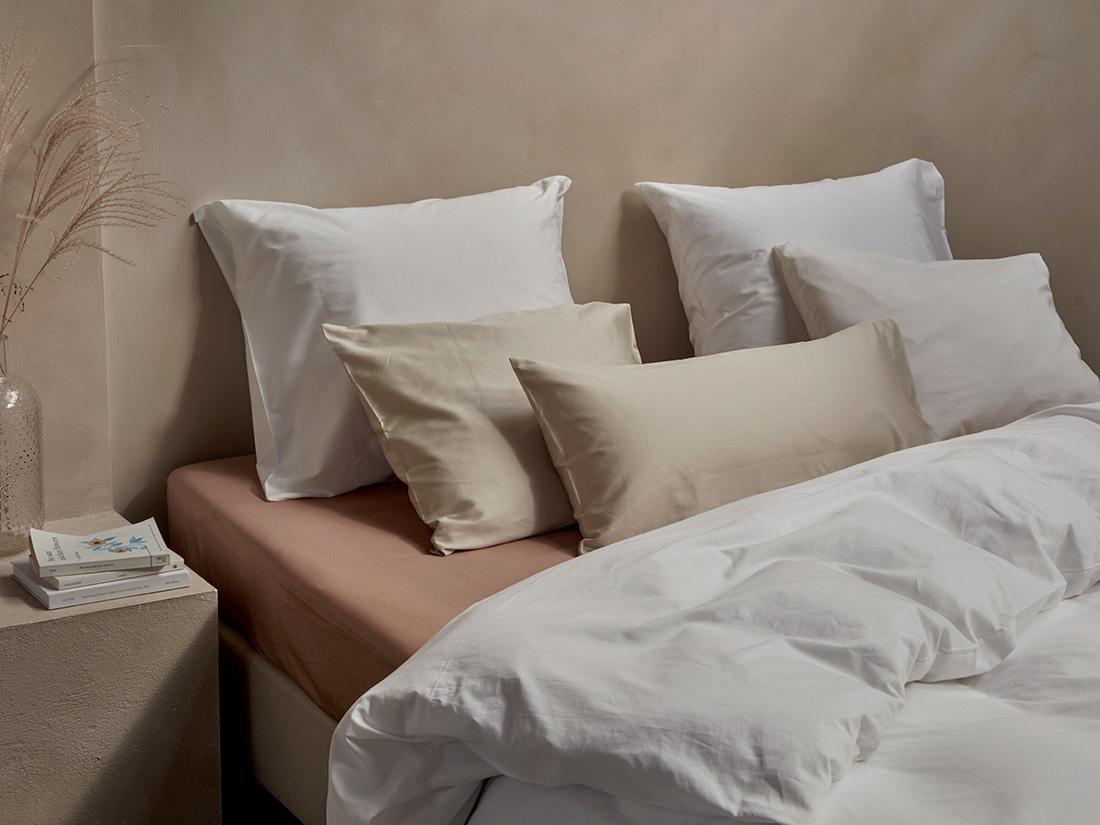 Posteljnina ekološki bombaž saten SNEŽNO BELA več dimenzij