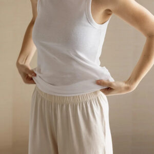 Spodnji del pižame iz eko bombaža, crem