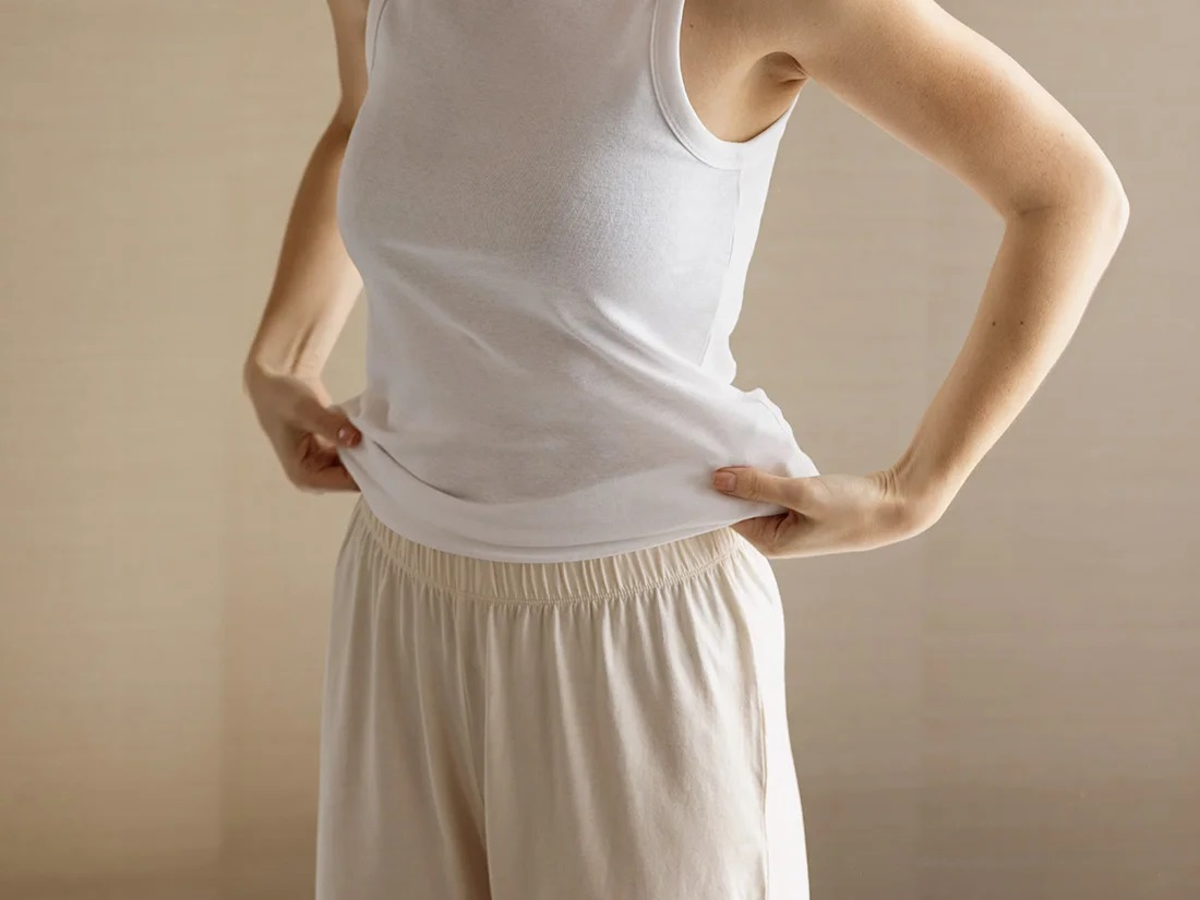 Spodnji del pižame iz eko bombaža, crem