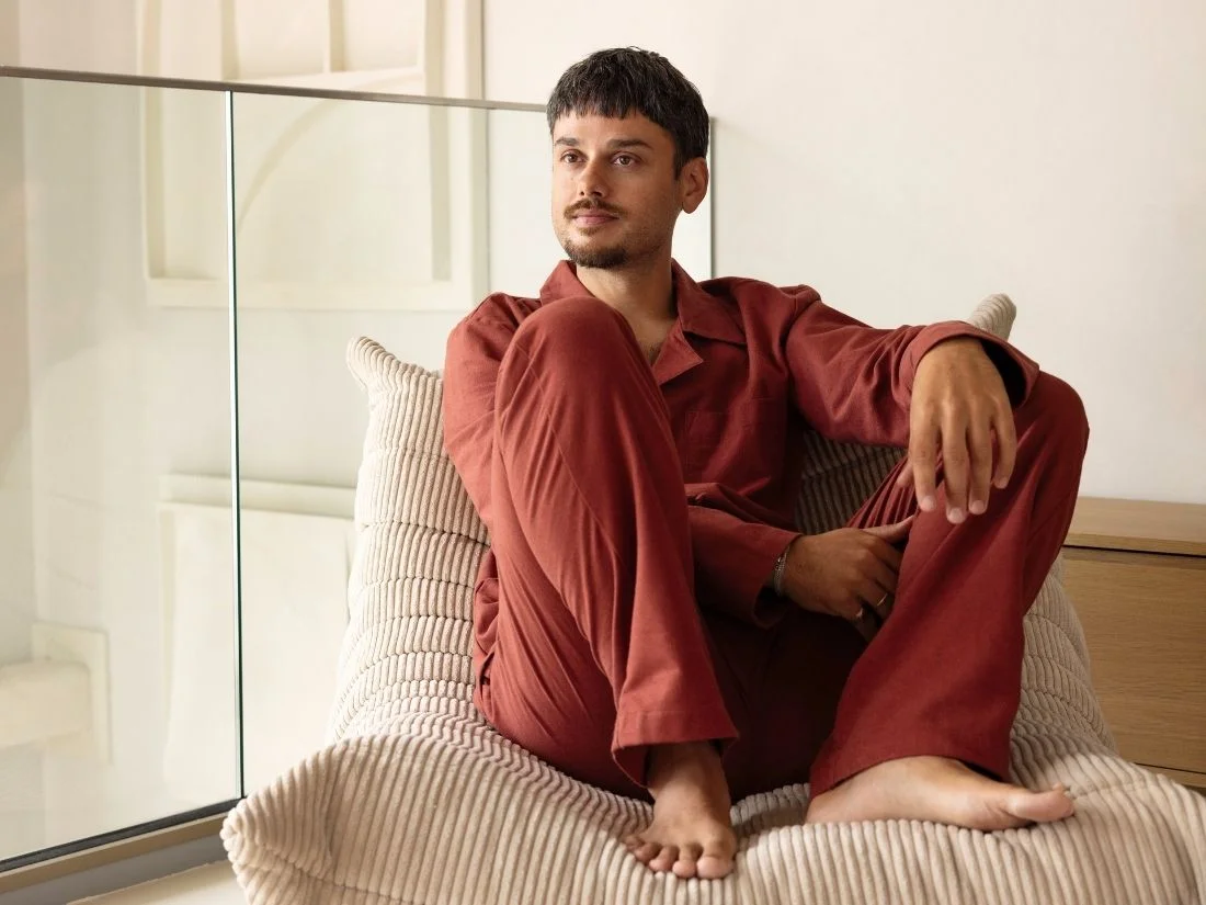 Zgornji del moške pižame iz eko flanele, rdeča