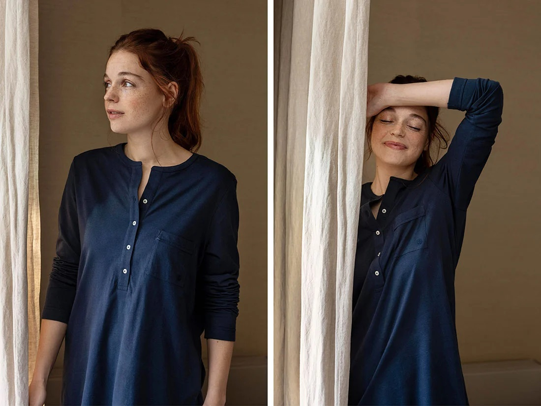 Zgornji del pižame iz eko bombaža, moder