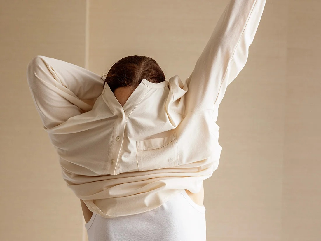 Zgornji del pižame iz eko bombaža, crem S