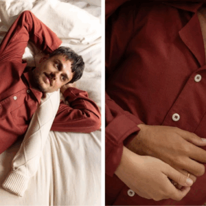 Zgornji del moške pižame iz eko flanele, rdeča