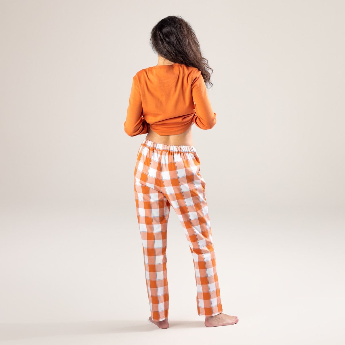 Ženska pižama iz 100% eko bombaža oranžna 40