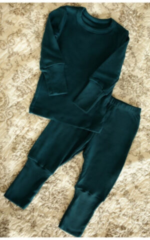 EKO Merino otroška pižama PETROL MODRA od 86-152