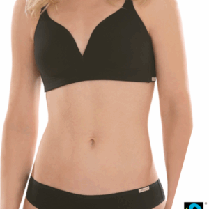 Eko Bombažni Podloženi Nedrček, brez žičke ČRN