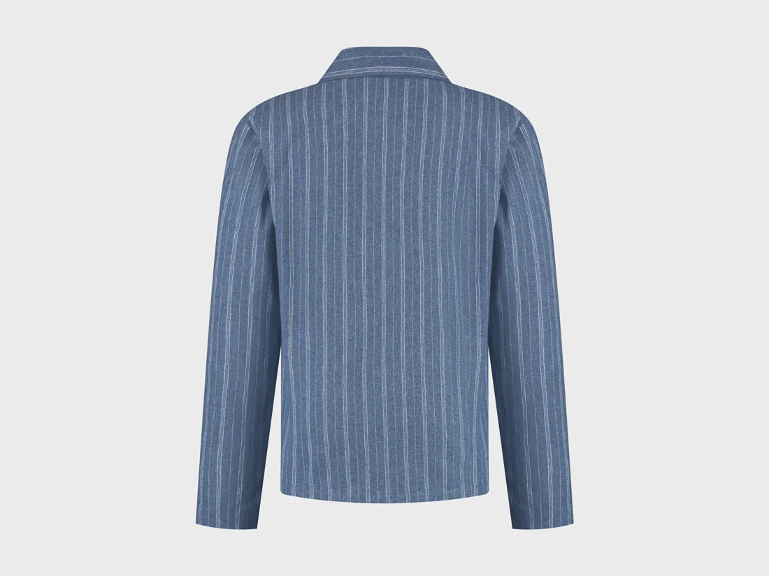 Zgornji del moške pižame iz eko flanele, denim črtasta