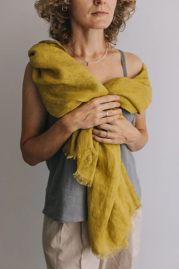 Šal iz 100% lana citrin