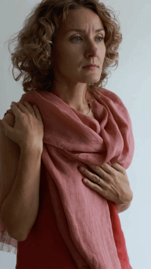 Šal iz 100% lana roza