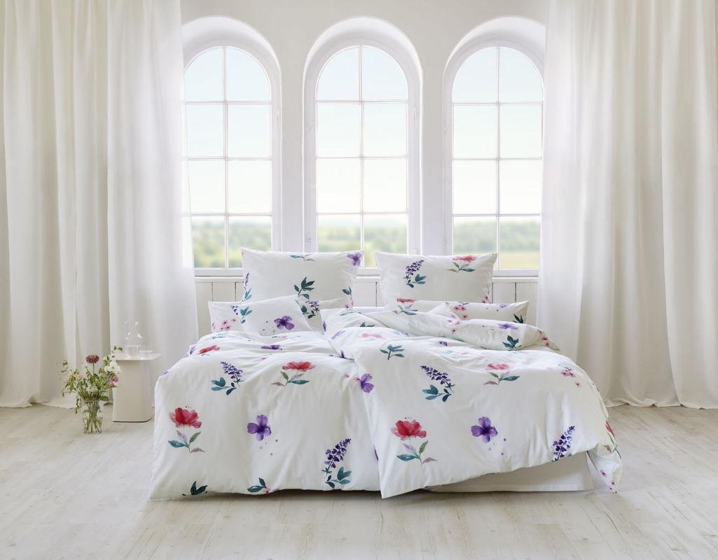 Posteljnina Blumenwiese saten, ročno potiskana 140x200, 50x70