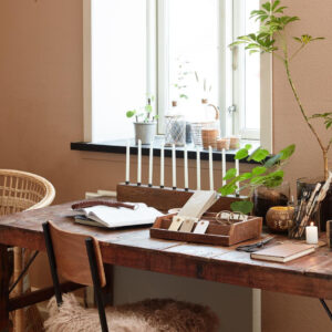 Svečnik steklo ratan Svečnik steklo ratan