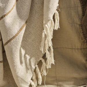 Deka 100% bombaž w/brown stripes