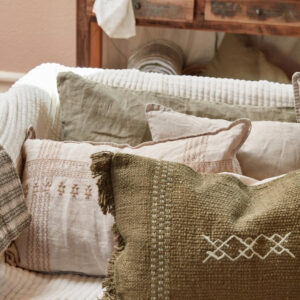 Prevleka 100% lan 40x60 vezenje w/light brown