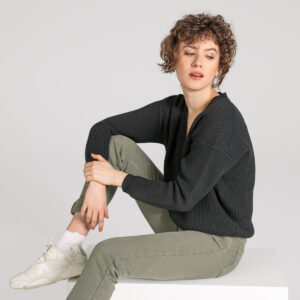 Ženska jopa Alfrey 100% merino volna SIVO ČRNA XS,S,M