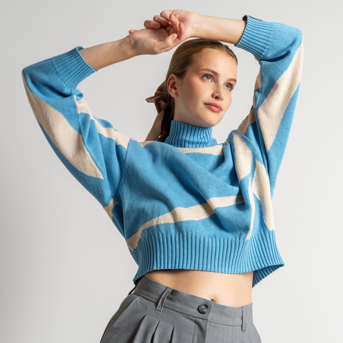 Ženski pulover Eugenie 80% eko bombaž,20% volna SV.MODER/NATUR