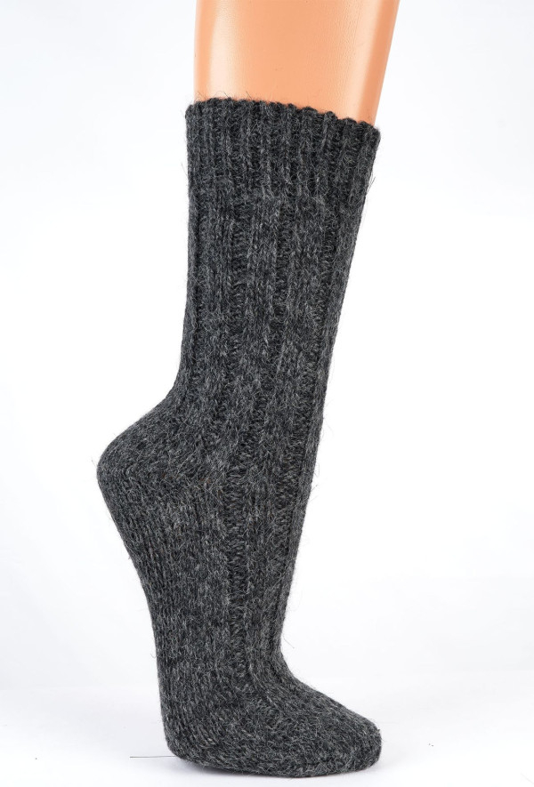 Eko nogavice z alpaka volno debelejše- temno sive