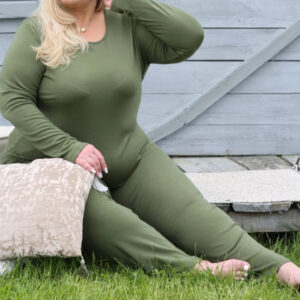 Ženska pižama iz 100% volne ZELENA od XS do 3XL