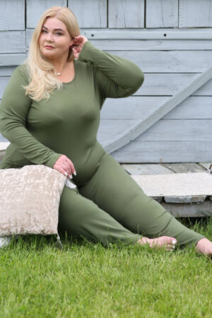 Ženska pižama iz 100% volne ZELENA od XS do 3XL