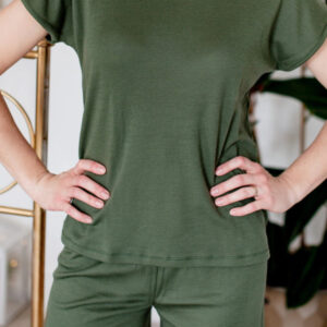 Ženska pižama KR iz 100% volne KHAKI ZELENA od XS do XXL